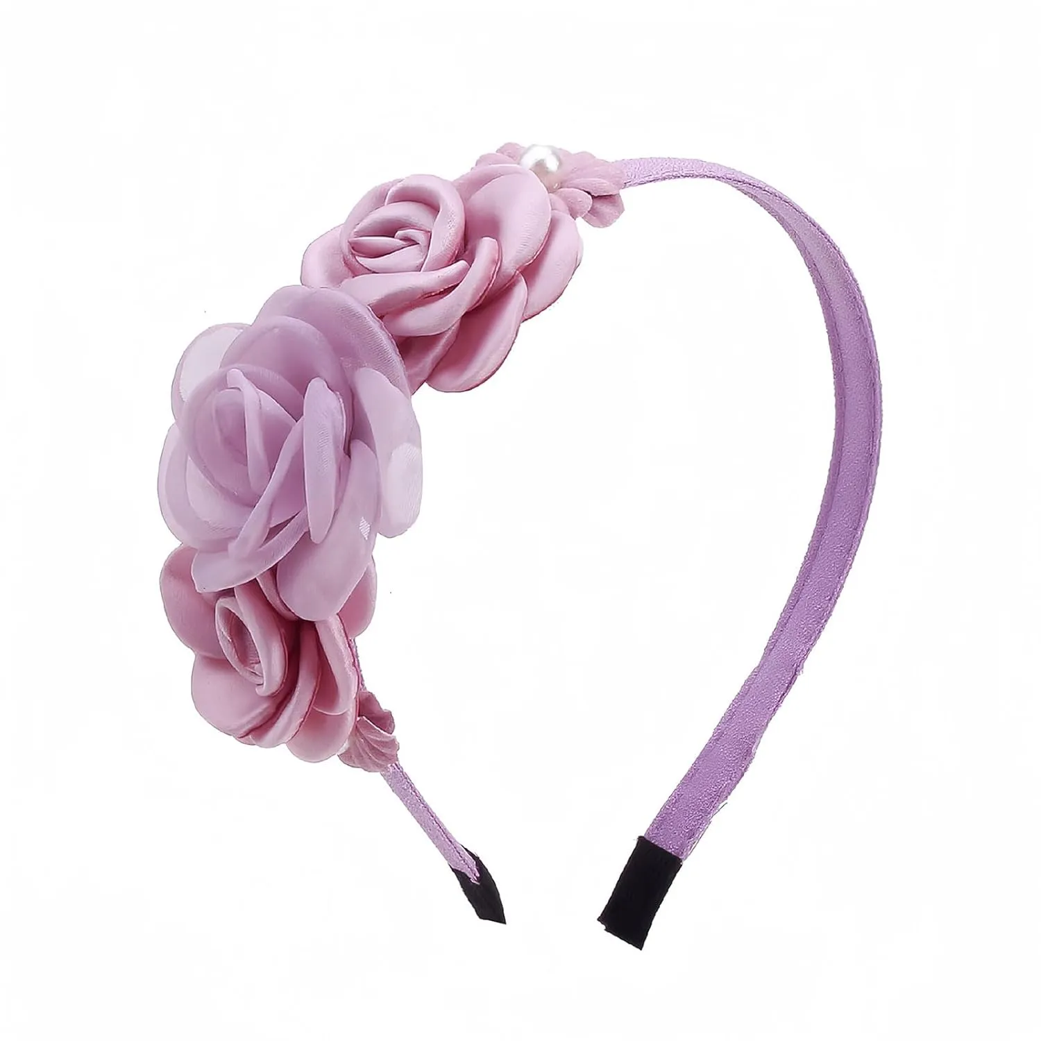 Flower Headband Spring Summer Hair Accessories for Women Girls, Rose Flowers Hair Bands Purple Floral Hair Decoration Elegant Headdress Party Wedding Supplies Non Slip Head Band 1 Pcs