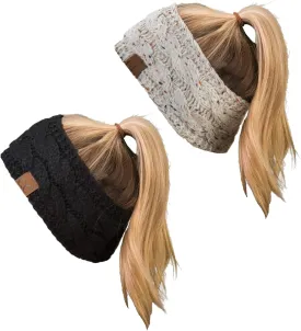 Funky Junque Cable Knit Fuzzy Lined Head Wrap and Ear Warmer