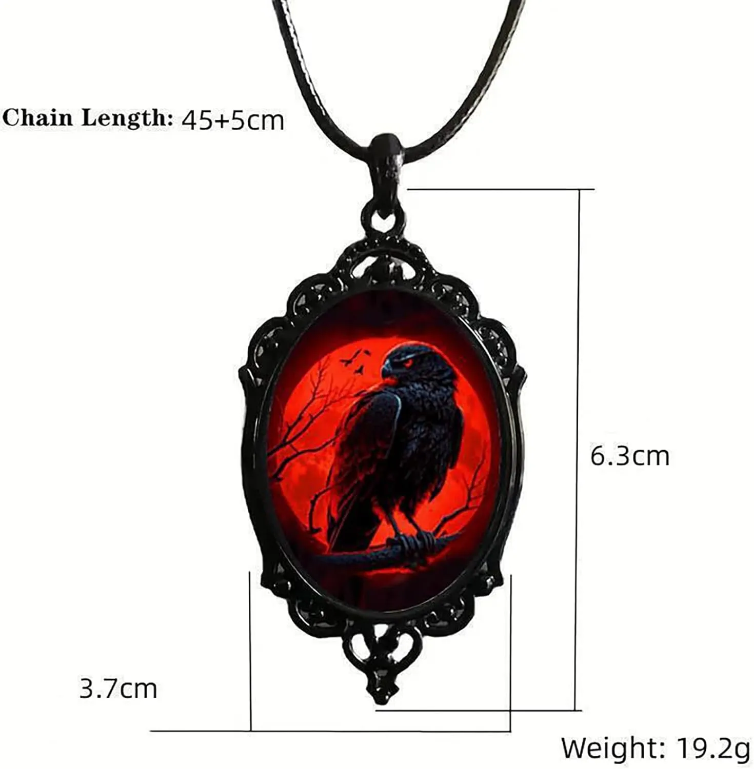 FUTIMELY Gothic Cross Crow Necklace Vintage Dark Raven Embossed Pendant Necklace Punk Black Crow Glass Choker Halloween Gothic Dark Style Jewelry for Men and Women