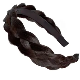 Headband 4 Strands Synthetic Hair Plaited Headband Braid Braided With Teeth Hair Band Beauty accessory Stretch Braid Headbands Hairpiece for Women (Black-brown)