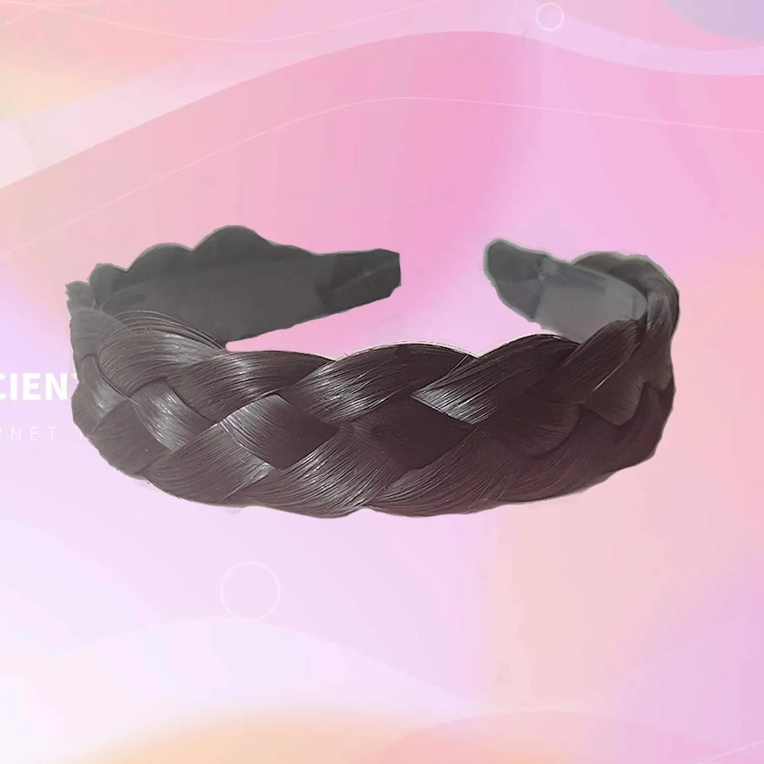 Headband 4 Strands Synthetic Hair Plaited Headband Braid Braided With Teeth Hair Band Beauty accessory Stretch Braid Headbands Hairpiece for Women (Black-brown)