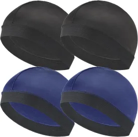 Headshion 4 Pack Wave Cap for Men 360 Waves, Silky Stocking Cap Compression Over Durag