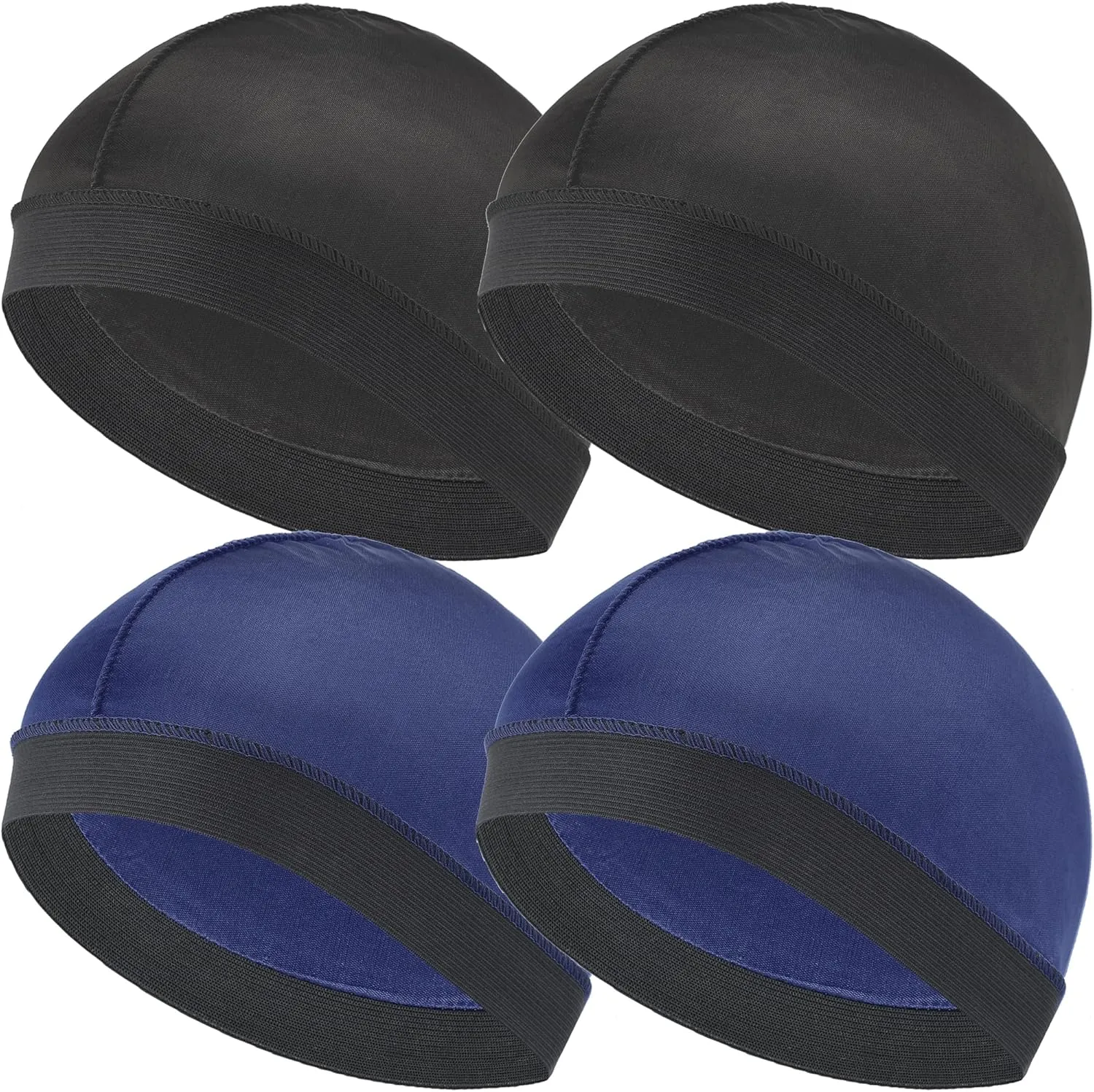 Headshion 4 Pack Wave Cap for Men 360 Waves, Silky Stocking Cap Compression Over Durag