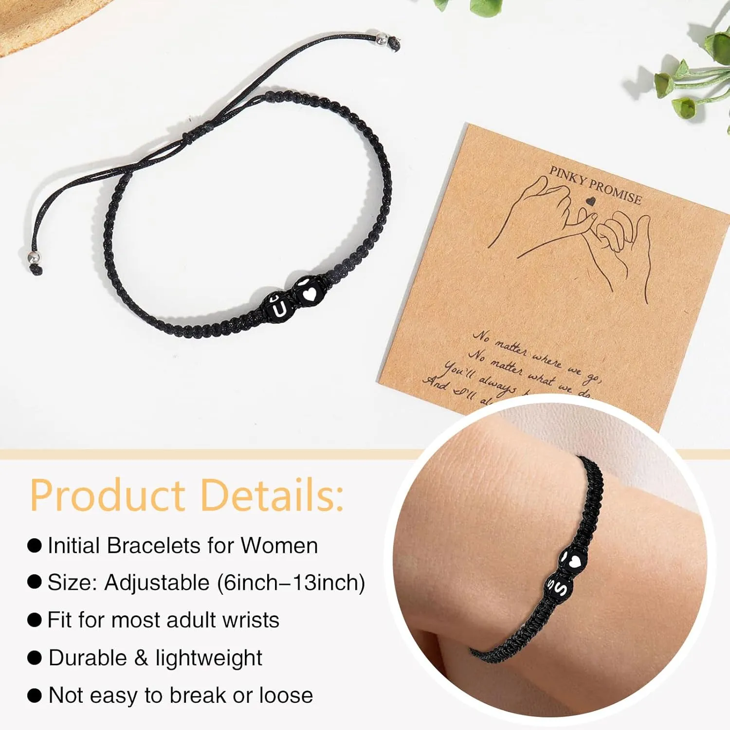Initial Bracelet for Men Women Letter Charm Couples Bracelets Handmade Gift for Bf and Gf Custom Personal Jewelry Bracelet Birthday Anniversary Gifts for Men Women