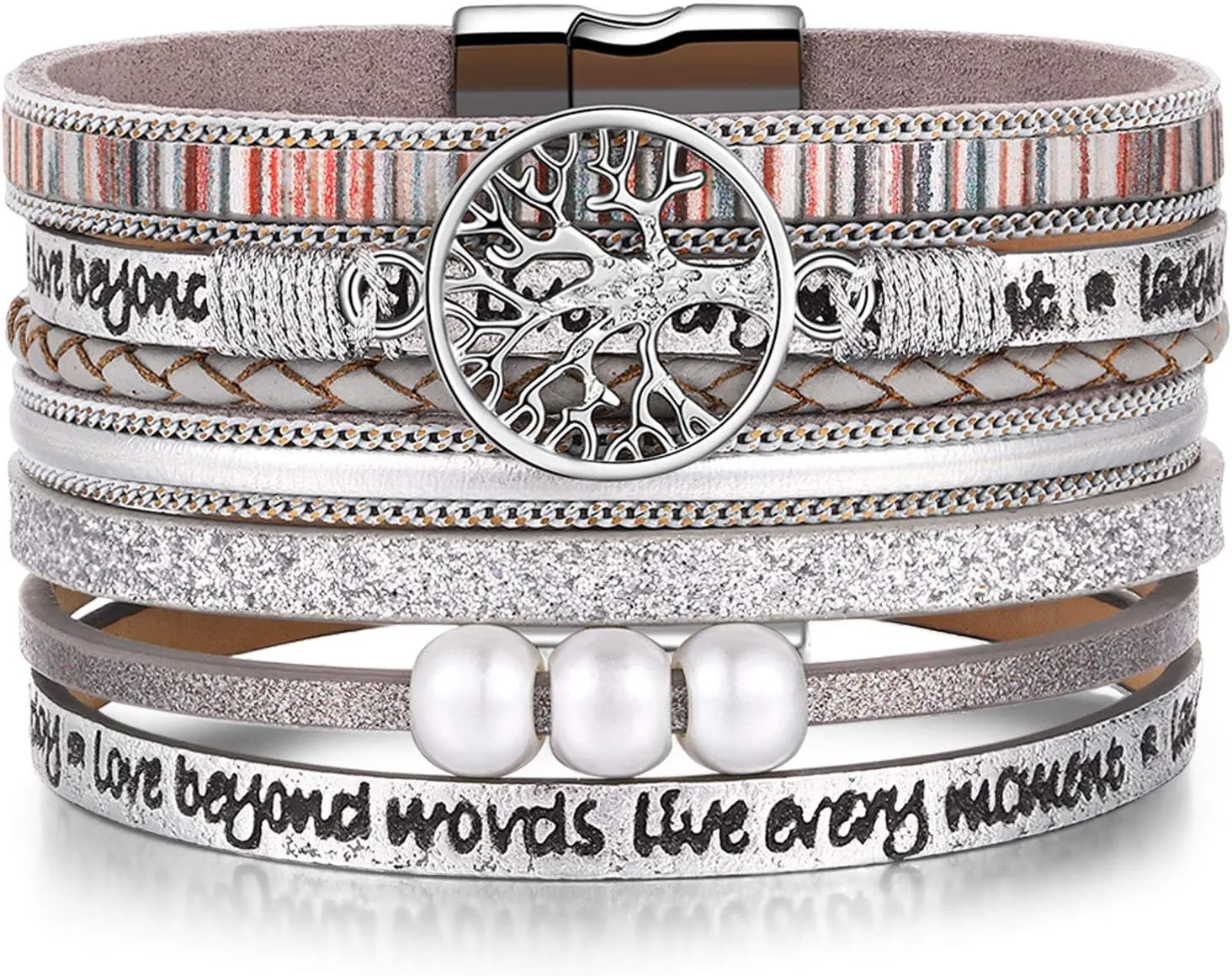 Inspirational Tree of Life Leather Bracelets for Women,Birthday Mothers Day Jewelry Gifts for Teen Girls