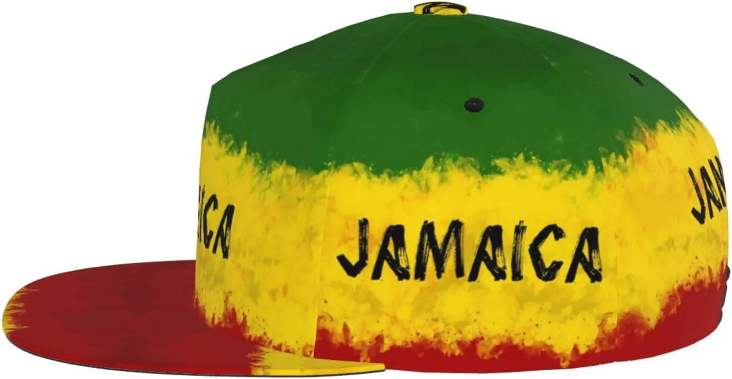 Jamaican Reggae Rasta Baseball Cap Snapback Flat Bill Hip Hop Hat Adjustable Visor Cap for Men Women