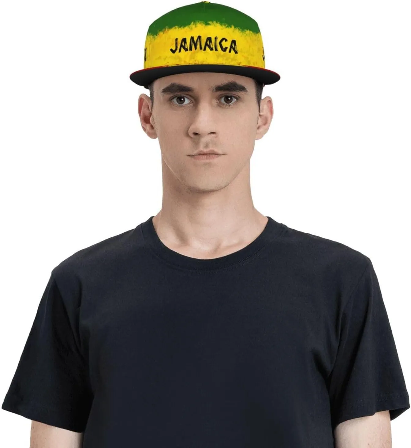 Jamaican Reggae Rasta Baseball Cap Snapback Flat Bill Hip Hop Hat Adjustable Visor Cap for Men Women