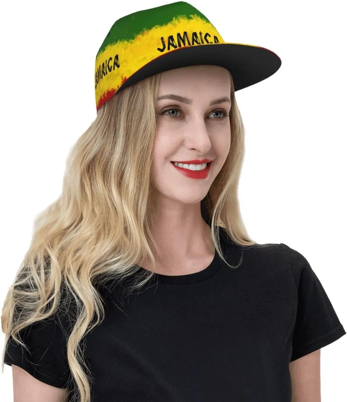 Jamaican Reggae Rasta Baseball Cap Snapback Flat Bill Hip Hop Hat Adjustable Visor Cap for Men Women