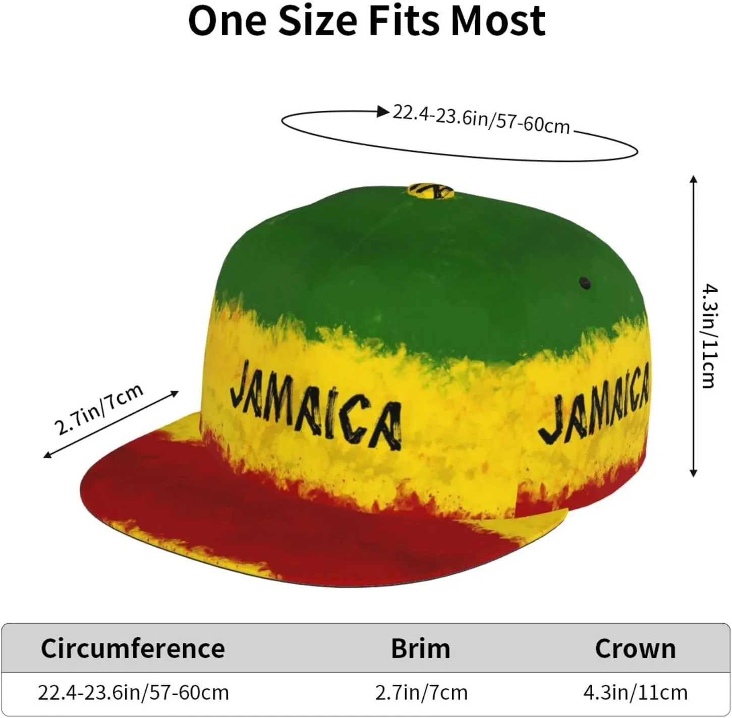 Jamaican Reggae Rasta Baseball Cap Snapback Flat Bill Hip Hop Hat Adjustable Visor Cap for Men Women