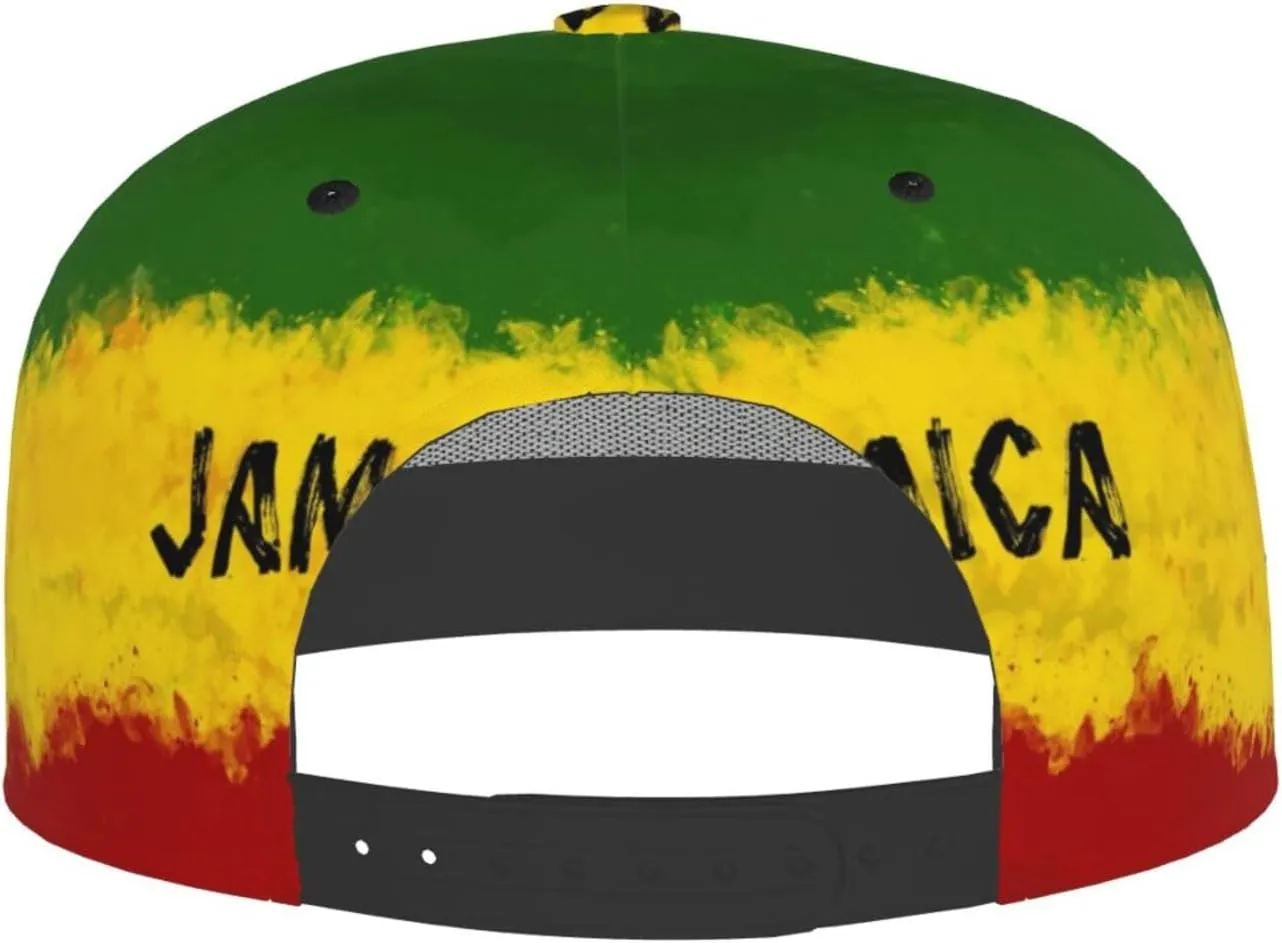 Jamaican Reggae Rasta Baseball Cap Snapback Flat Bill Hip Hop Hat Adjustable Visor Cap for Men Women
