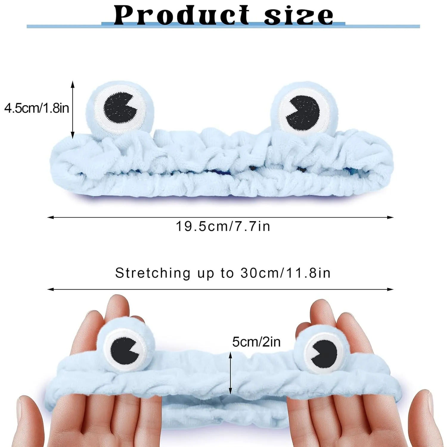 Jowmoy Blue color Frog Eye Elastic Headband - Versatile for Spa, Skincare, Makeup, Face Wash, Fun Gift for Women (1 Pack)