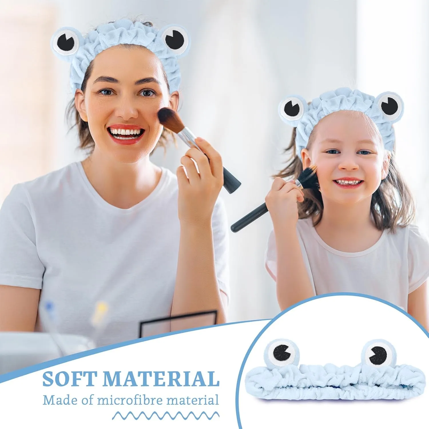 Jowmoy Blue color Frog Eye Elastic Headband - Versatile for Spa, Skincare, Makeup, Face Wash, Fun Gift for Women (1 Pack)