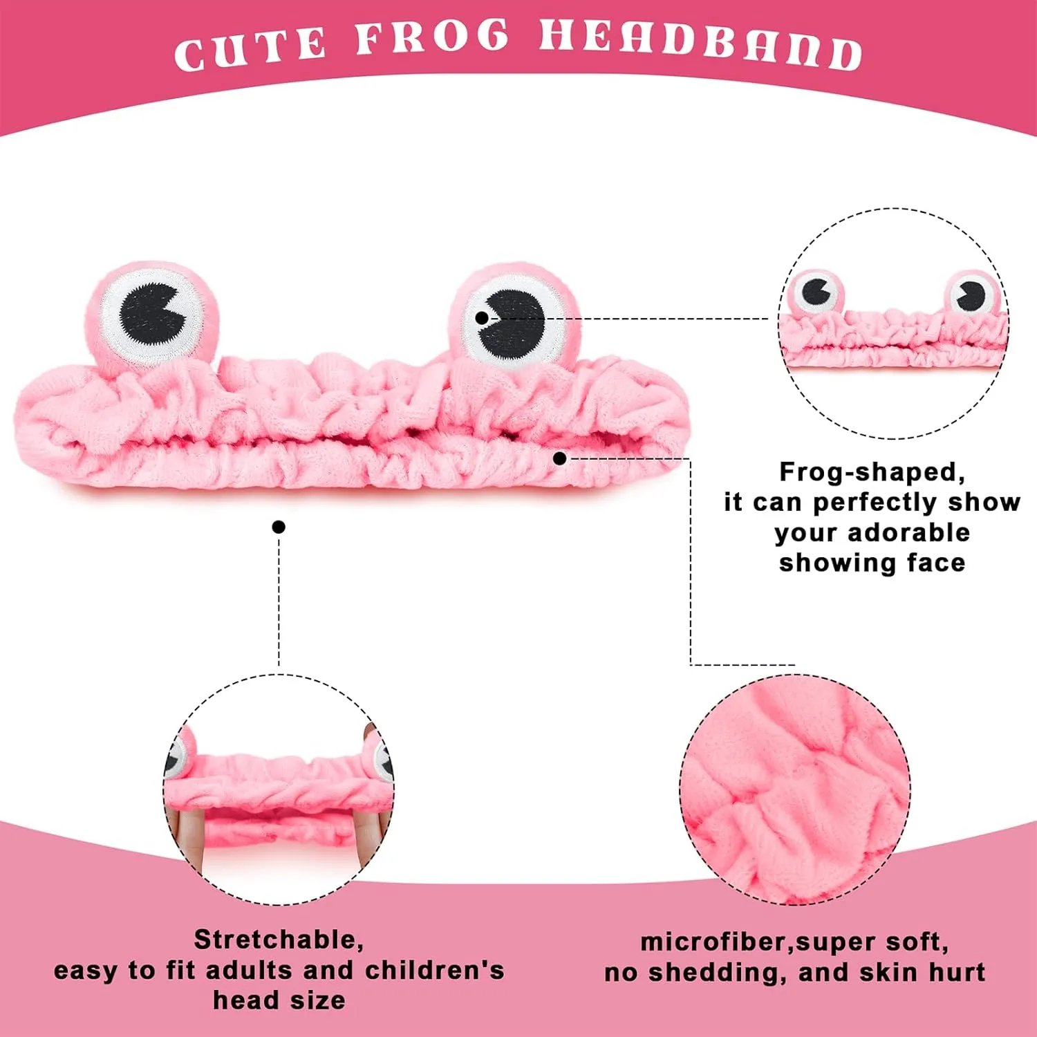 Jowmoy Rose Red Frog Eye Elastic Headband - Versatile for Spa, Skincare, Makeup, Face Wash, Fun Gift for Women (1 Pack)