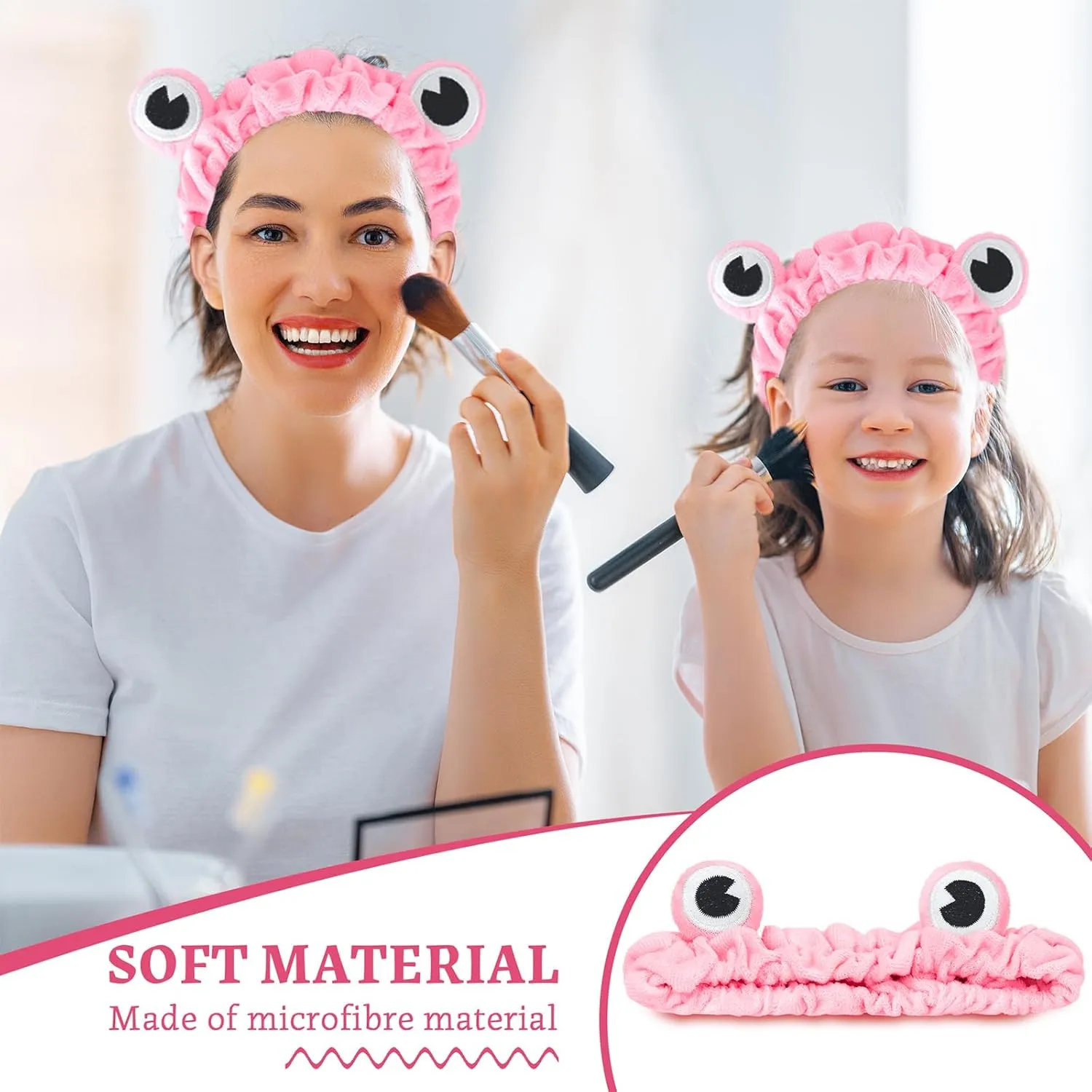 Jowmoy Rose Red Frog Eye Elastic Headband - Versatile for Spa, Skincare, Makeup, Face Wash, Fun Gift for Women (1 Pack)