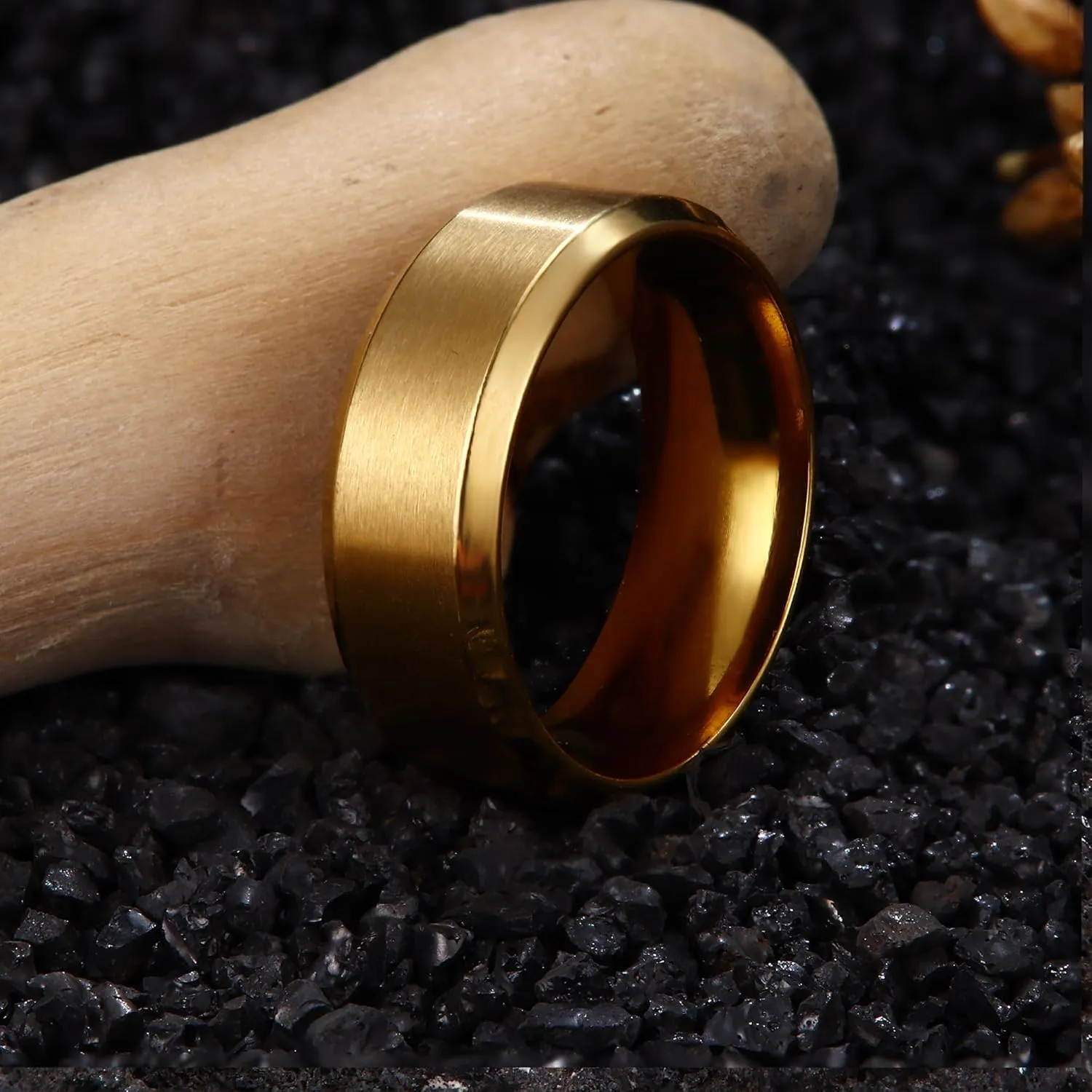 Jstyle Stainless Steel Rings for Men Wedding Ring Cool Simple Band 8MM Width 3 Pcs A Set