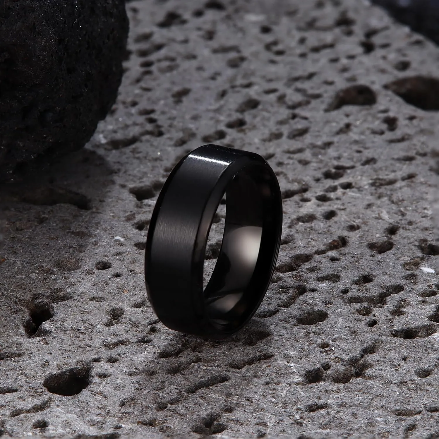 Jstyle Stainless Steel Rings for Men Wedding Ring Cool Simple Band 8MM Width 3 Pcs A Set