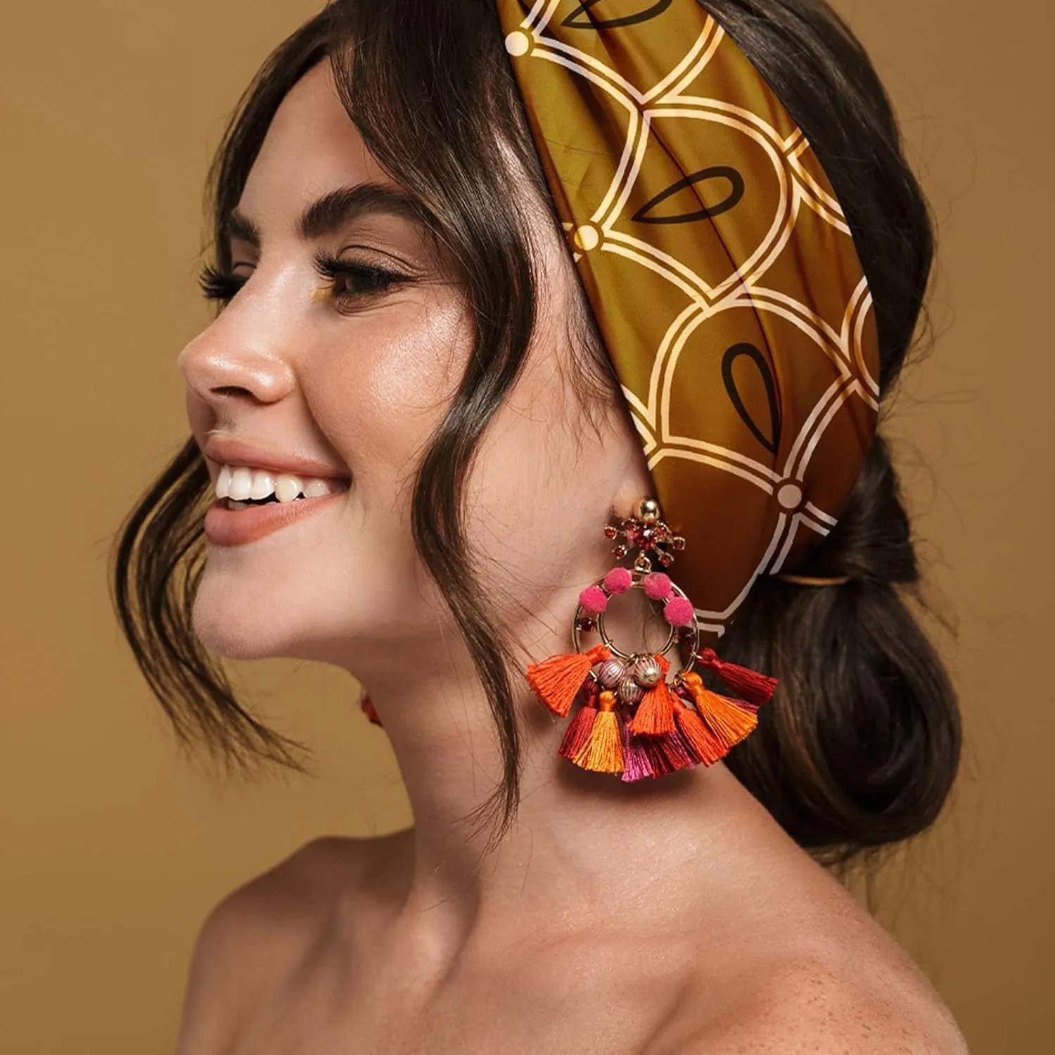 Karma Bird Headband for Women - Wide - Fabric Headband and Stretchy Hair Scarf, Bird Blue