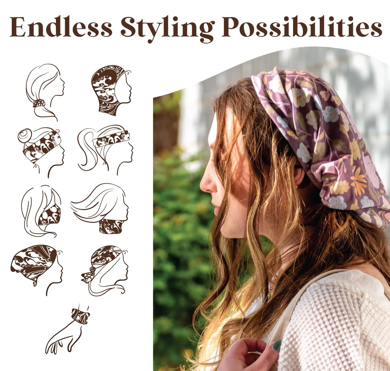 Karma Bird Headband for Women - Wide - Fabric Headband and Stretchy Hair Scarf, Bird Blue