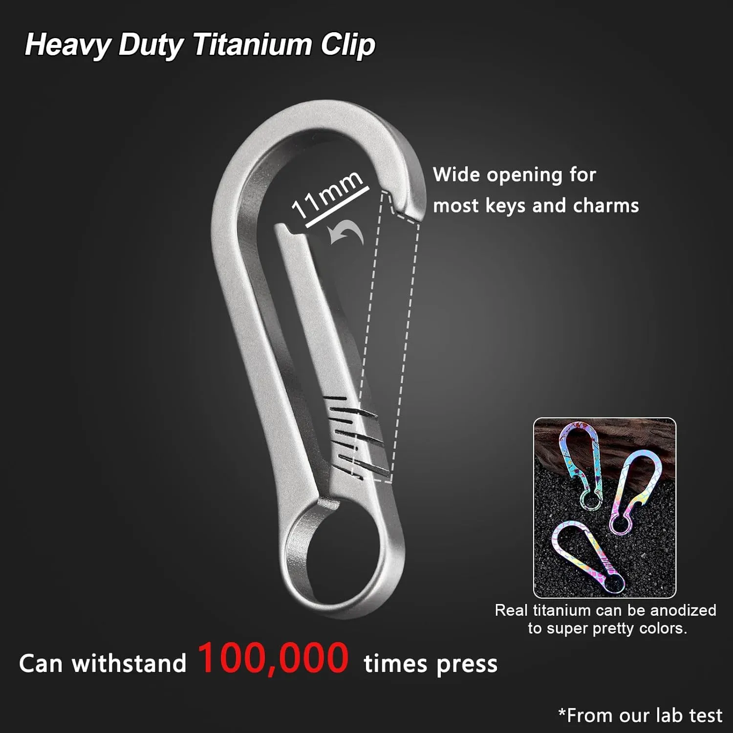 Key Clip Carabiner Keychain Heavy Duty Small Titanium Key Holder Secure Key Chain Clips