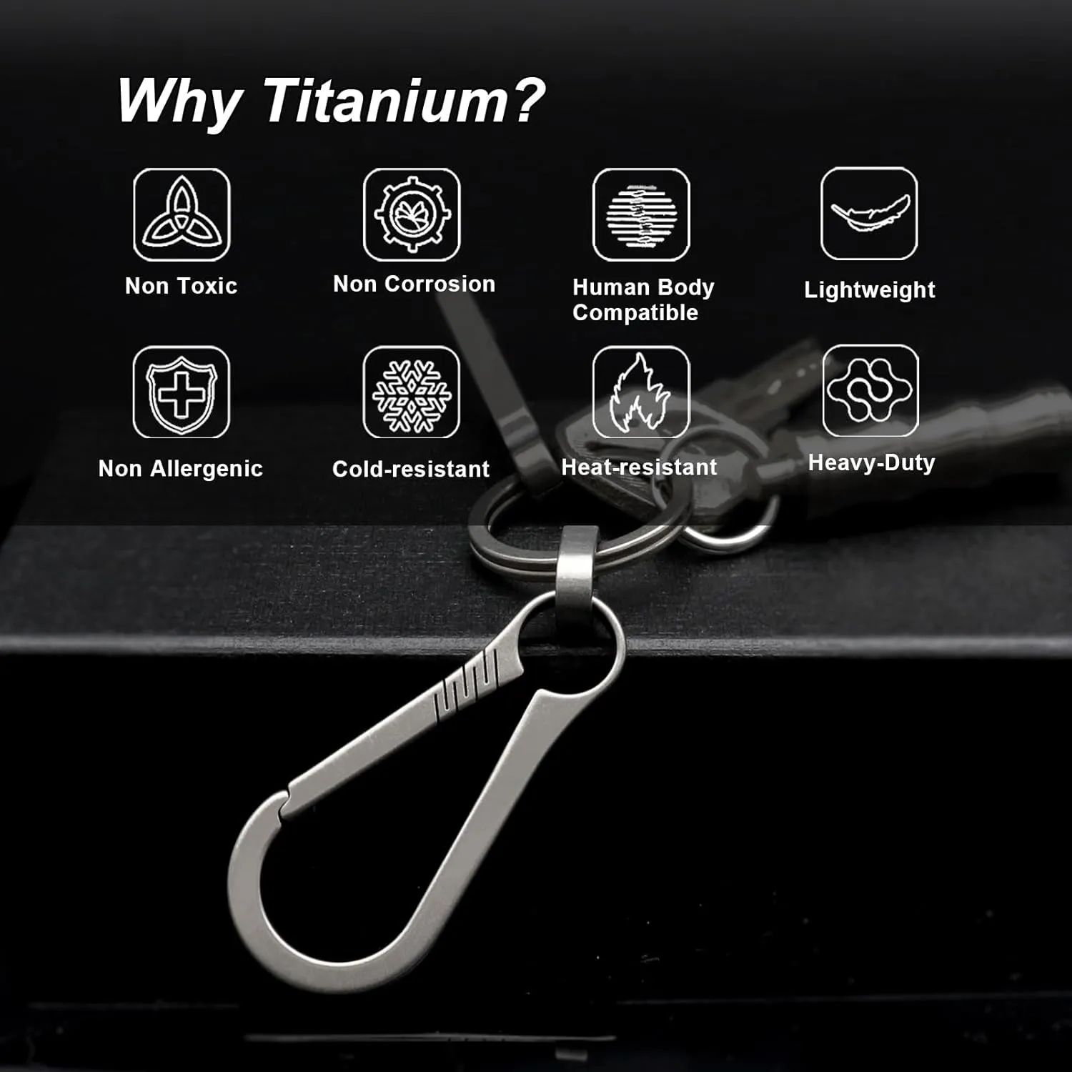 Key Clip Carabiner Keychain Heavy Duty Small Titanium Key Holder Secure Key Chain Clips