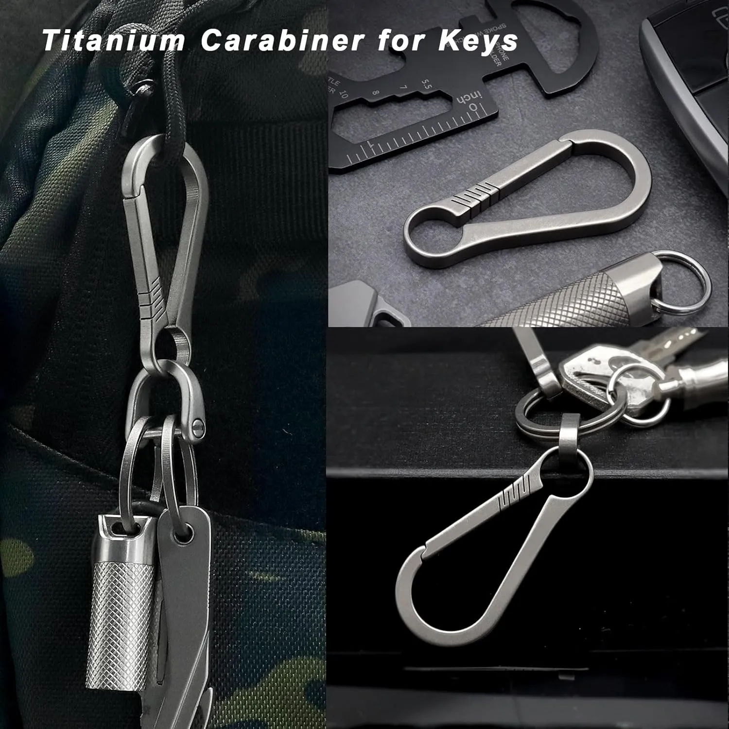 Key Clip Carabiner Keychain Heavy Duty Small Titanium Key Holder Secure Key Chain Clips