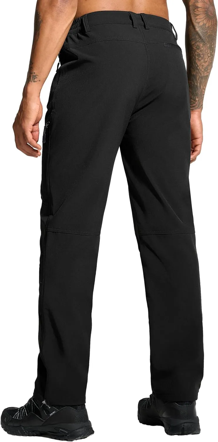 Mens Snow Ski Hiking Pants Winter Fleece Lined Outdoor Waterproof Insulated Zipper Bottom Leg