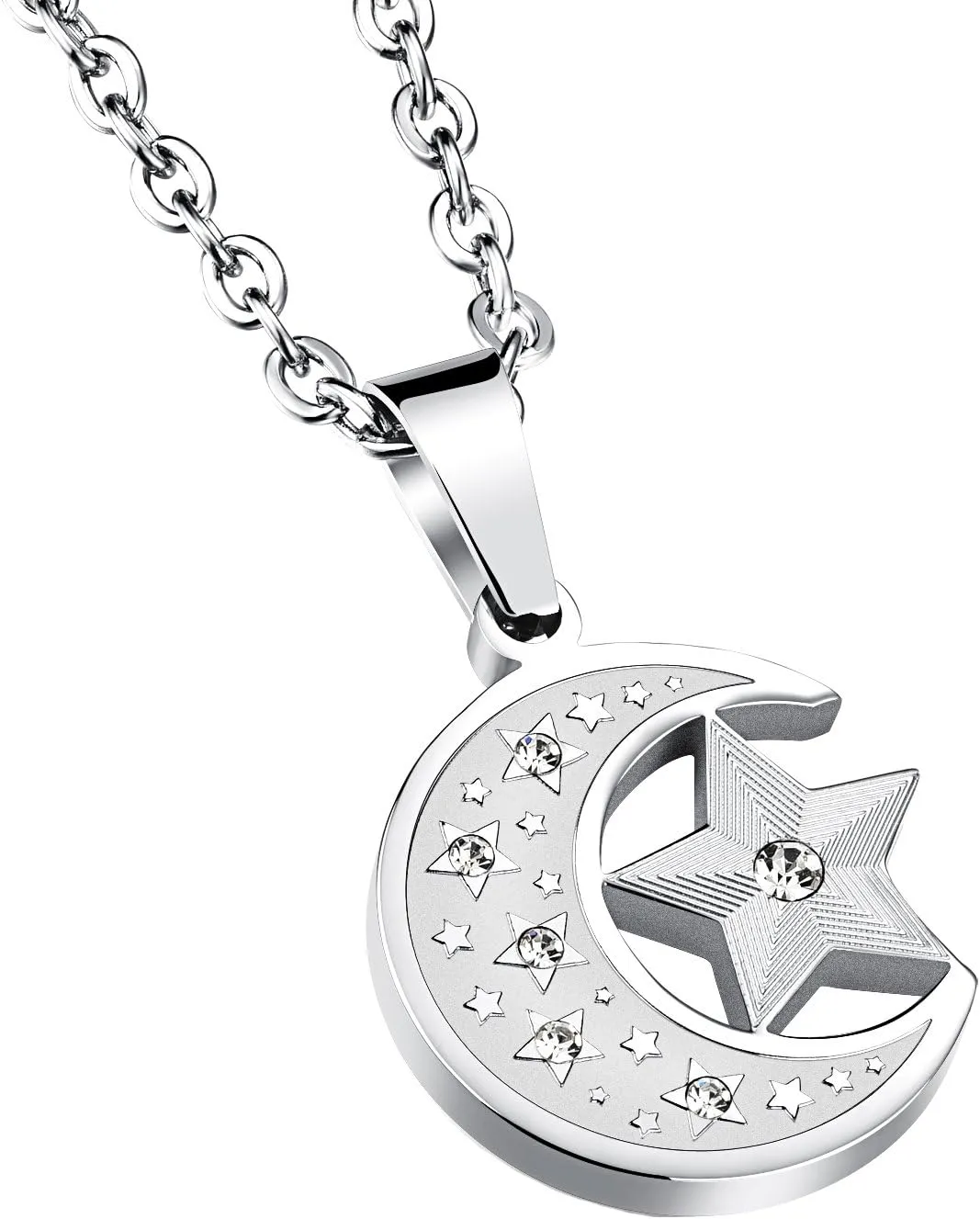 Men's Stainless Steel Retro Islamic Pendant Necklace Chain 20 inch