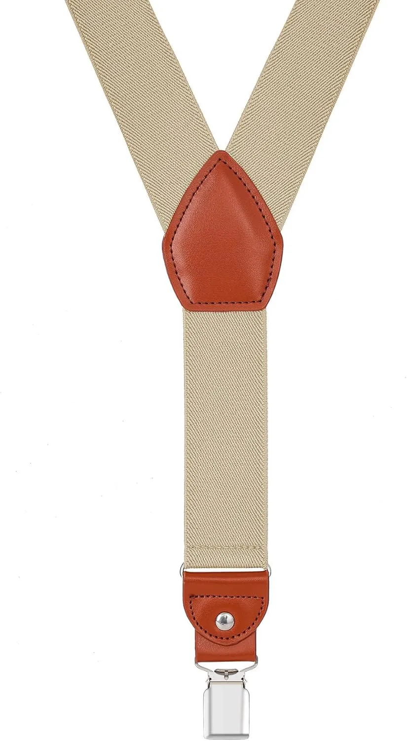 Men's suspenders Elastic Y Back Adjustable Heavy Duty Strong Clips 1.4" Wide