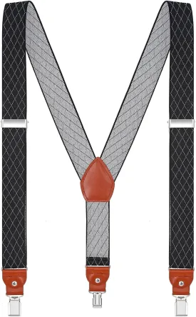 Men's suspenders Elastic Y Back Adjustable Heavy Duty Strong Clips 1.4" Wide