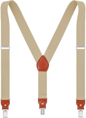 Men's suspenders Elastic Y Back Adjustable Heavy Duty Strong Clips 1.4" Wide
