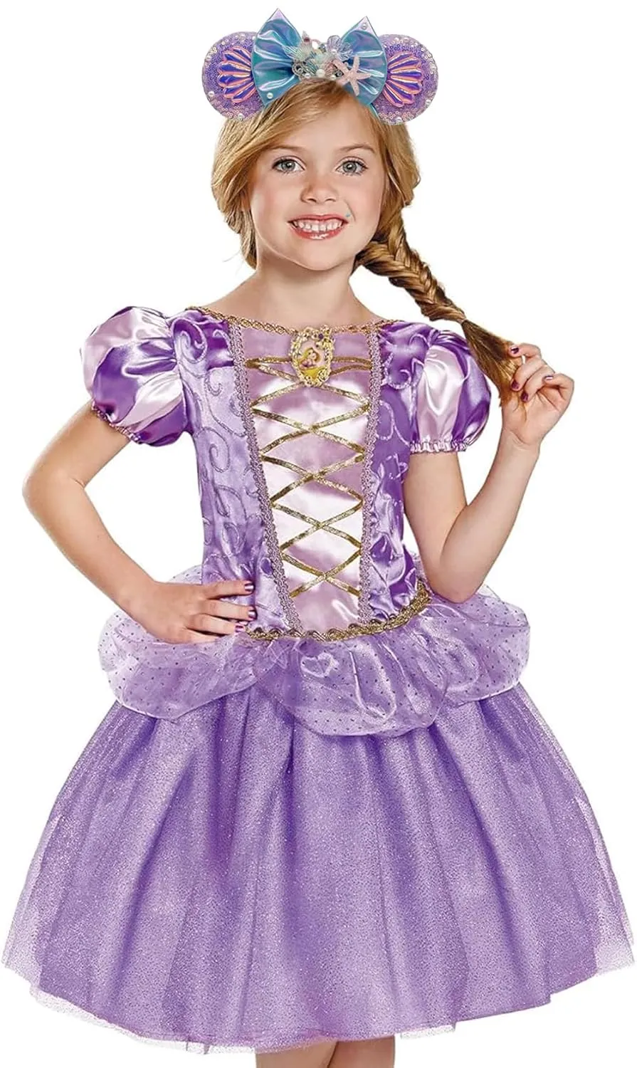 Mouse Ears Headbands With Shiny Sequins & Diamonds & Shell & Pearl Decoration, for Girls Disneyland Wearing Costume Cosplay Glitter Party, Purple Blue; HYZL