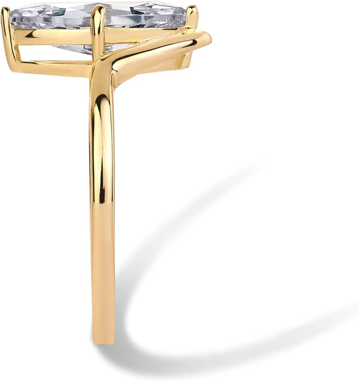 PAVOI 14K Gold Plated Marquise 1.5CT Cubic Zirconia Fake Bridal Engagement Ring for Women - Statement