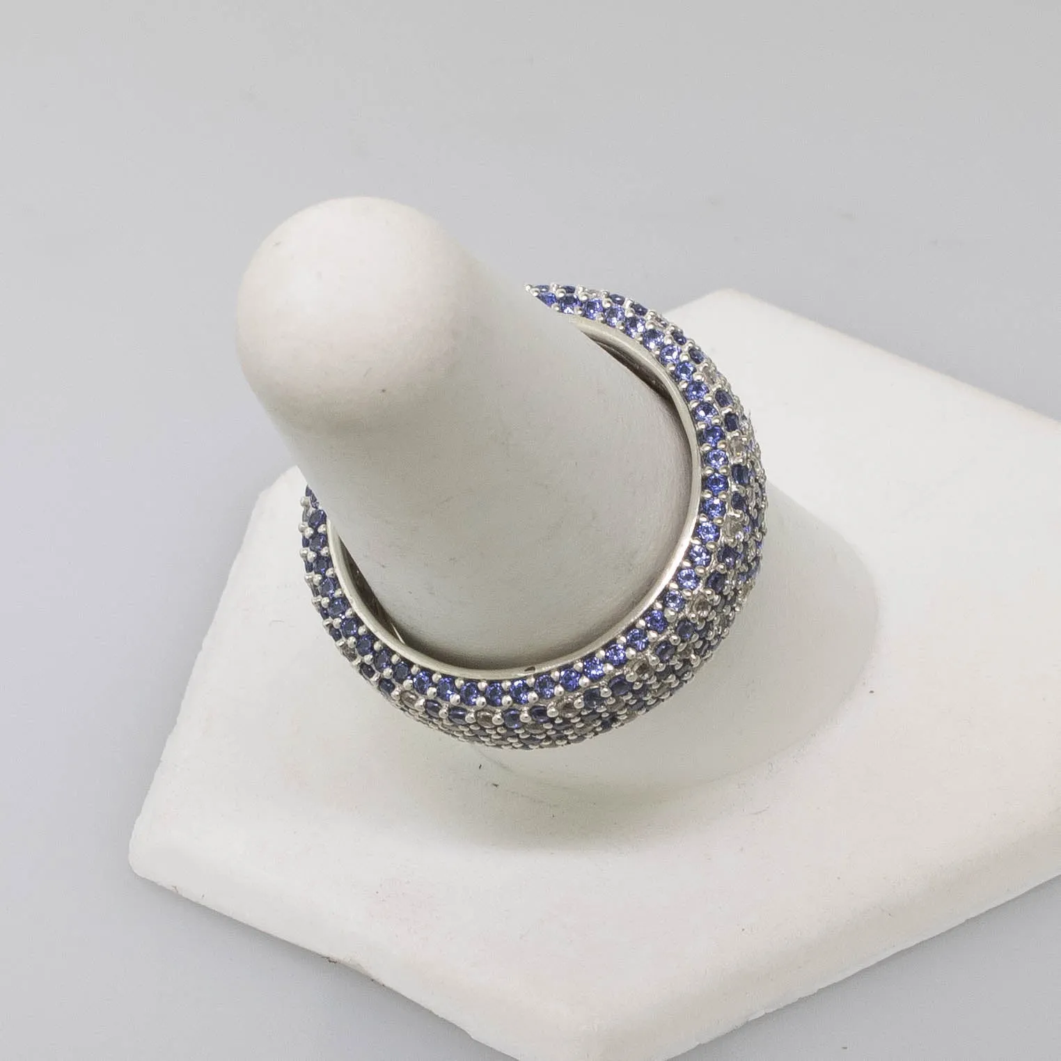 Pre-Owned Suzy Levian Simulated Blue Stone Eternity Band Ring Sterling 8.5