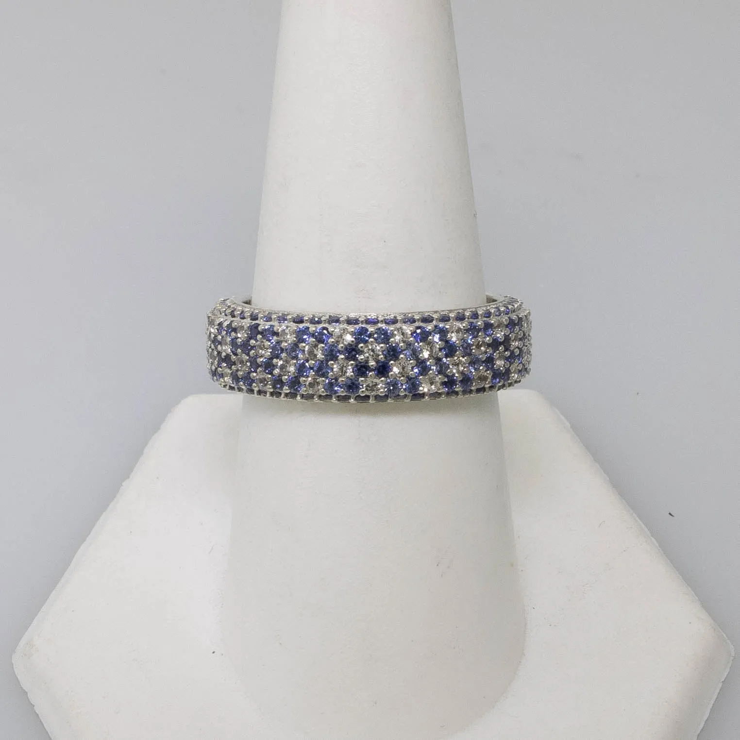 Pre-Owned Suzy Levian Simulated Blue Stone Eternity Band Ring Sterling 8.5