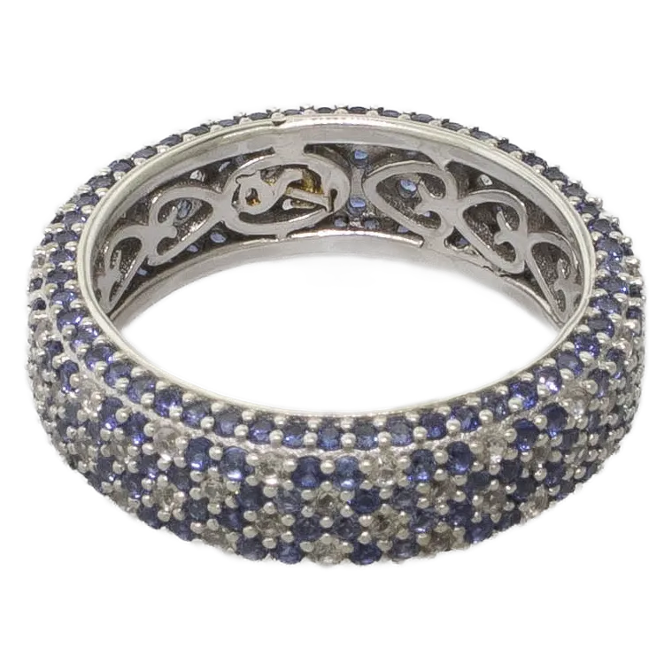 Pre-Owned Suzy Levian Simulated Blue Stone Eternity Band Ring Sterling 8.5
