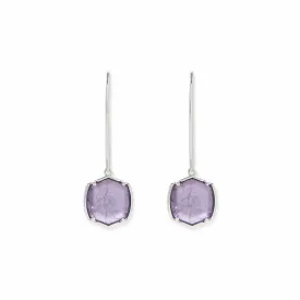 Rocksbox Exclusive Davis Drop Earrings in Rhodium & Purple Mica