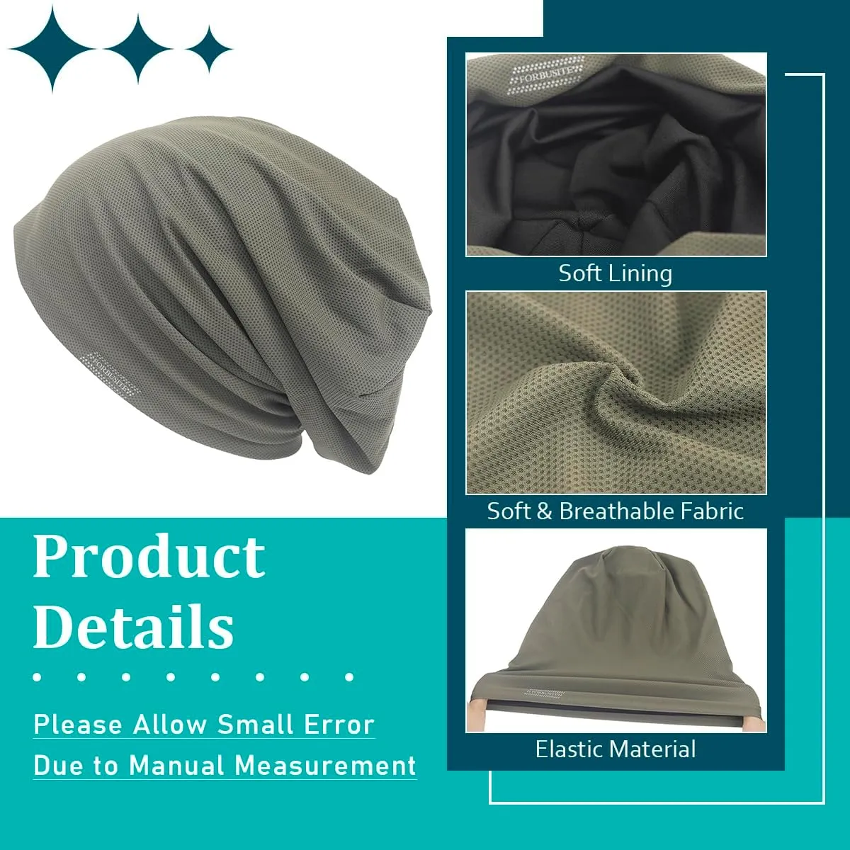 Ruphedy Mens Summer Slouchy Beanie Long Baggy Lightweight Skull Cap Quick Drying