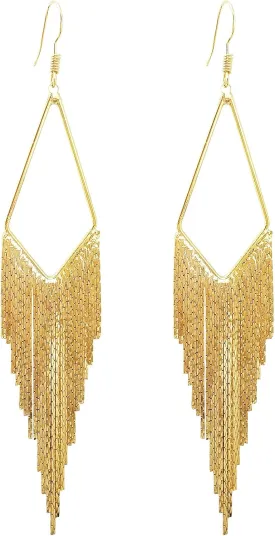 SELOVO Dangling Metal Chain Tassel Dangle Earrings Silver/Gold Color