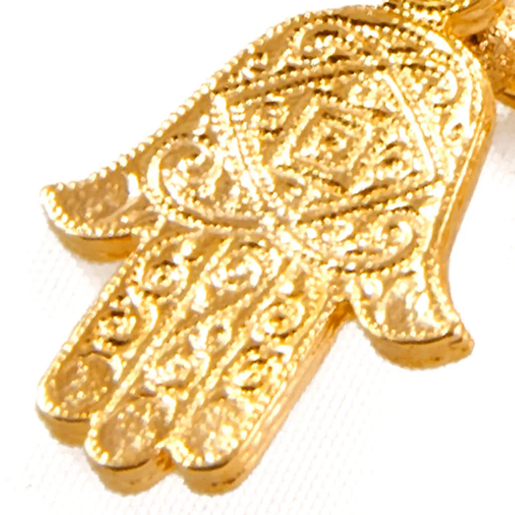 Small Deco Hamsa Hand Charm Hoop Earrings