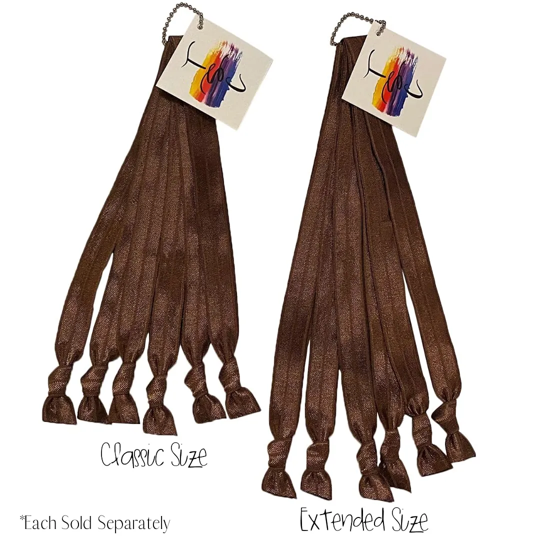 Solid No Crease Elastic Headband Hair Ties by This Season's Colors 5/8" Wide, Soft Stretch, Adjustable size: Sports, Casual Yoga (Classic Size, Brown)