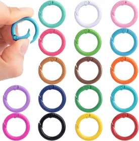Spring O Rings, Colorful Round Spring Snap Keyring, Metal Carabiner Clips for Keychain Handbag Purse Dog