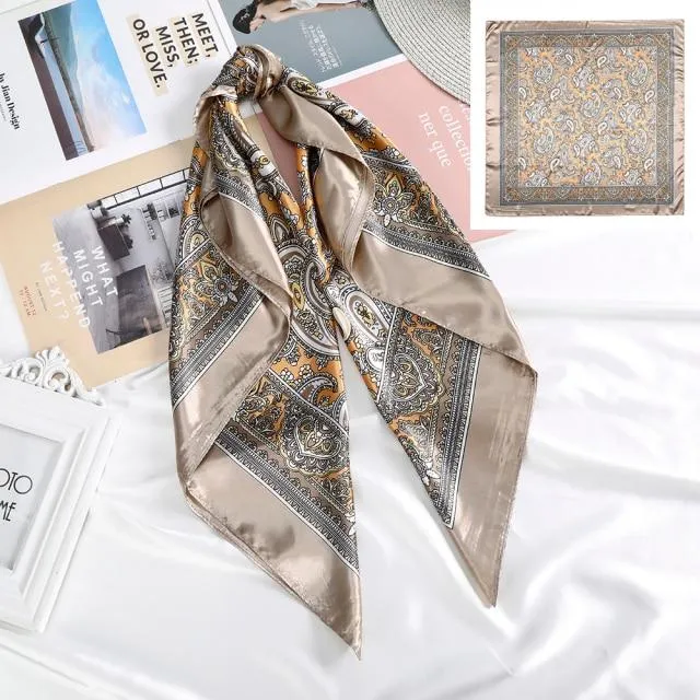 Square Head Scarves Print Bandanas Women Turban Headband Hair Band