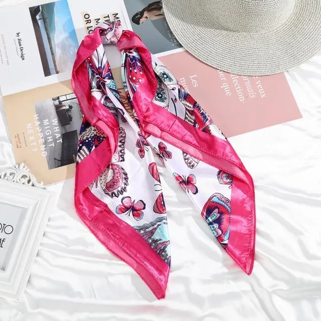 Square Head Scarves Print Bandanas Women Turban Headband Hair Band