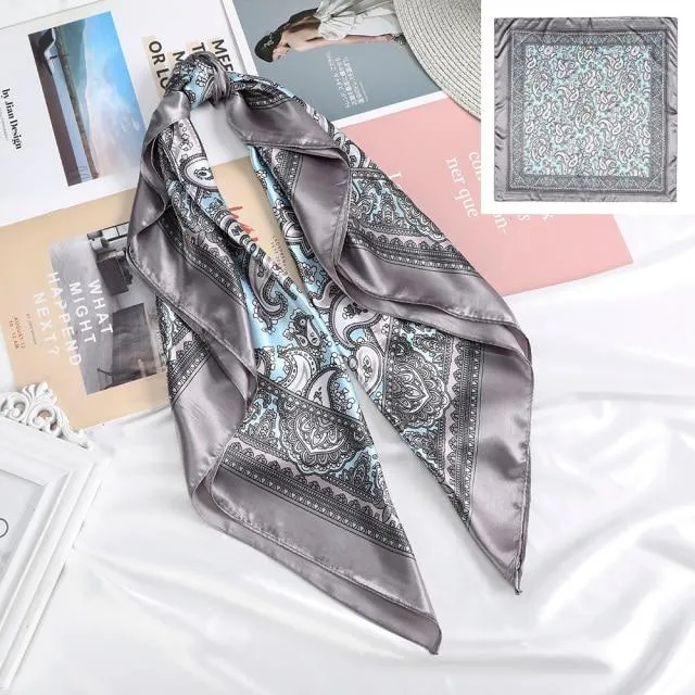 Square Head Scarves Print Bandanas Women Turban Headband Hair Band