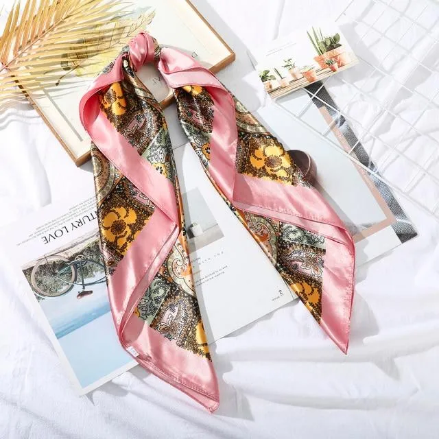 Square Head Scarves Print Bandanas Women Turban Headband Hair Band