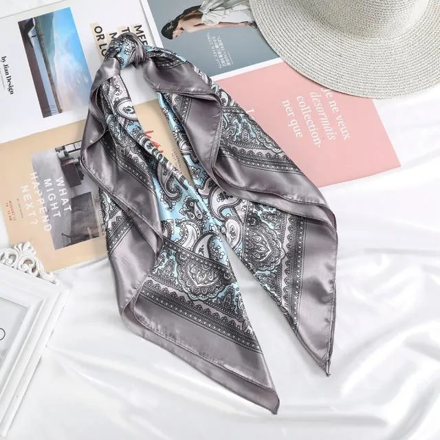 Square Head Scarves Print Bandanas Women Turban Headband Hair Band