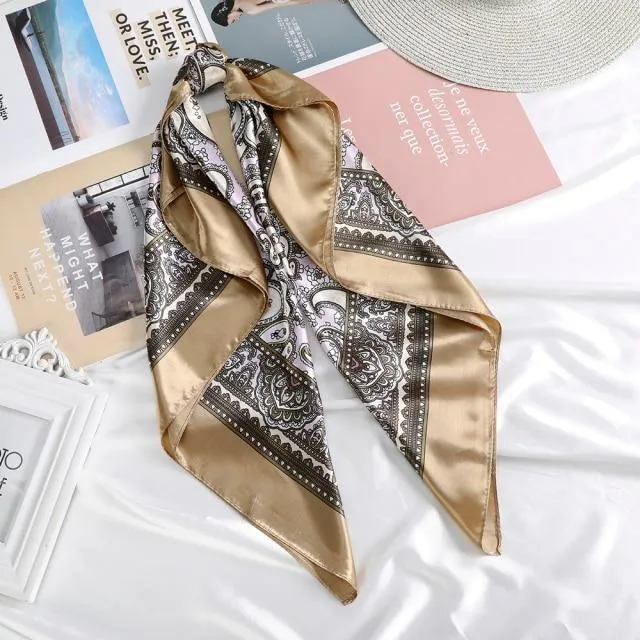 Square Head Scarves Print Bandanas Women Turban Headband Hair Band