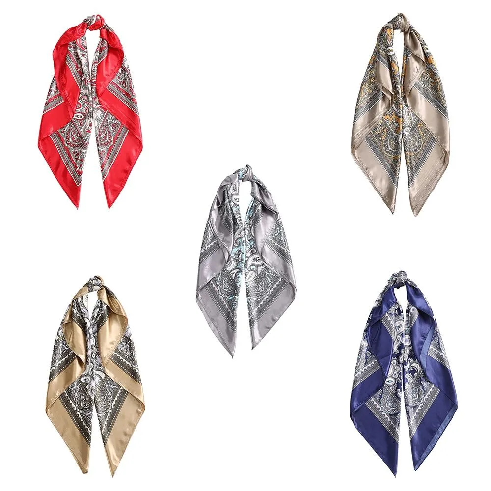 Square Head Scarves Print Bandanas Women Turban Headband Hair Band