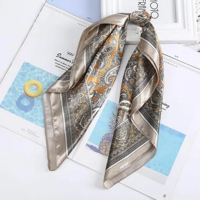 Square Head Scarves Print Bandanas Women Turban Headband Hair Band