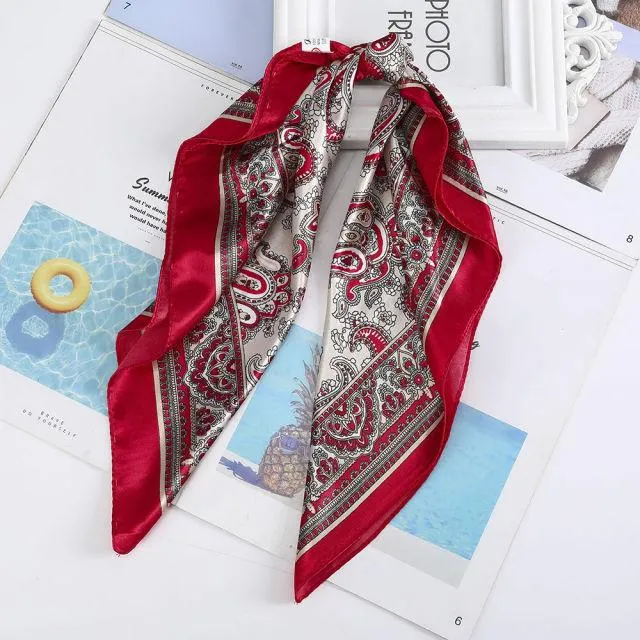 Square Head Scarves Print Bandanas Women Turban Headband Hair Band